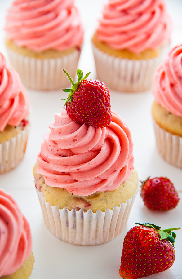 Strawberry cupcake with strawberry frosting